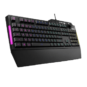 Brand New Asus TUF GAMING K1 RGB Keyboard with Volume Knob, 19-key Rollover, Side Light Bar & Armoury Crate, Spill Resistant, Detachable Wrist Rest