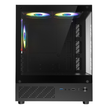 Celsius Black Micro-ATX Gaming Case with Tempered Glass Front & Side Panels and 3 x 120mm ARGB PWM Infinity Fans