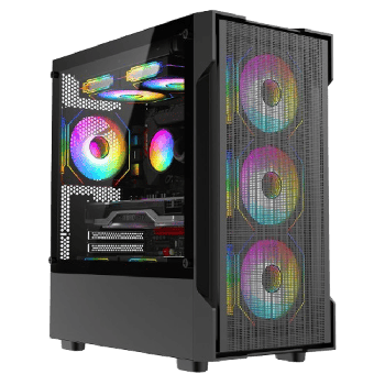 Bolt Black Mesh Micro-ATX Gaming Case with 4 x 120mm ARGB Infinity Fans & 30% Tinted Tempered Glass Side Panel