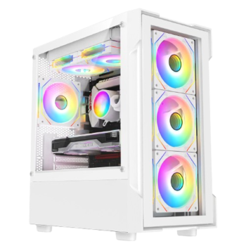 Bolt White Micro-ATX Gaming Case with 4 x 120mm ARGB Infinity Fans & Tempered Glass Panels
