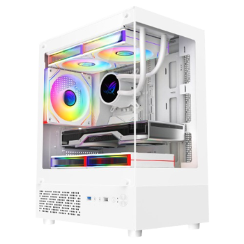 Celsius White Micro-ATX Gaming Case | Tempered Glass | 3x 120mm ARGB PWM Infinity Fans