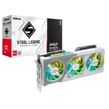 ASRock Radeon RX 9060 XT Steel Legend OC 16GB GDDR6 Graphics Card | 3320MHz Boost, Triple Fan