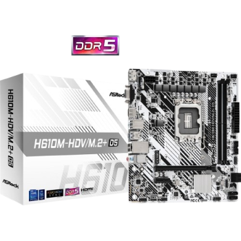 ASRock H610M-HDV/M.2+ D5 Motherboard | Intel LGA1700 Micro-ATX DDR5, M.2, HDMI, DisplayPort